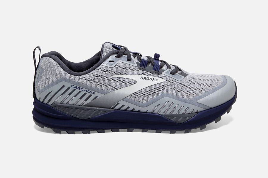 Mens Brooks Cascadia 15 Trail Shoes Ebony/Silver/Deep Cobalt | 785640-ZTJ